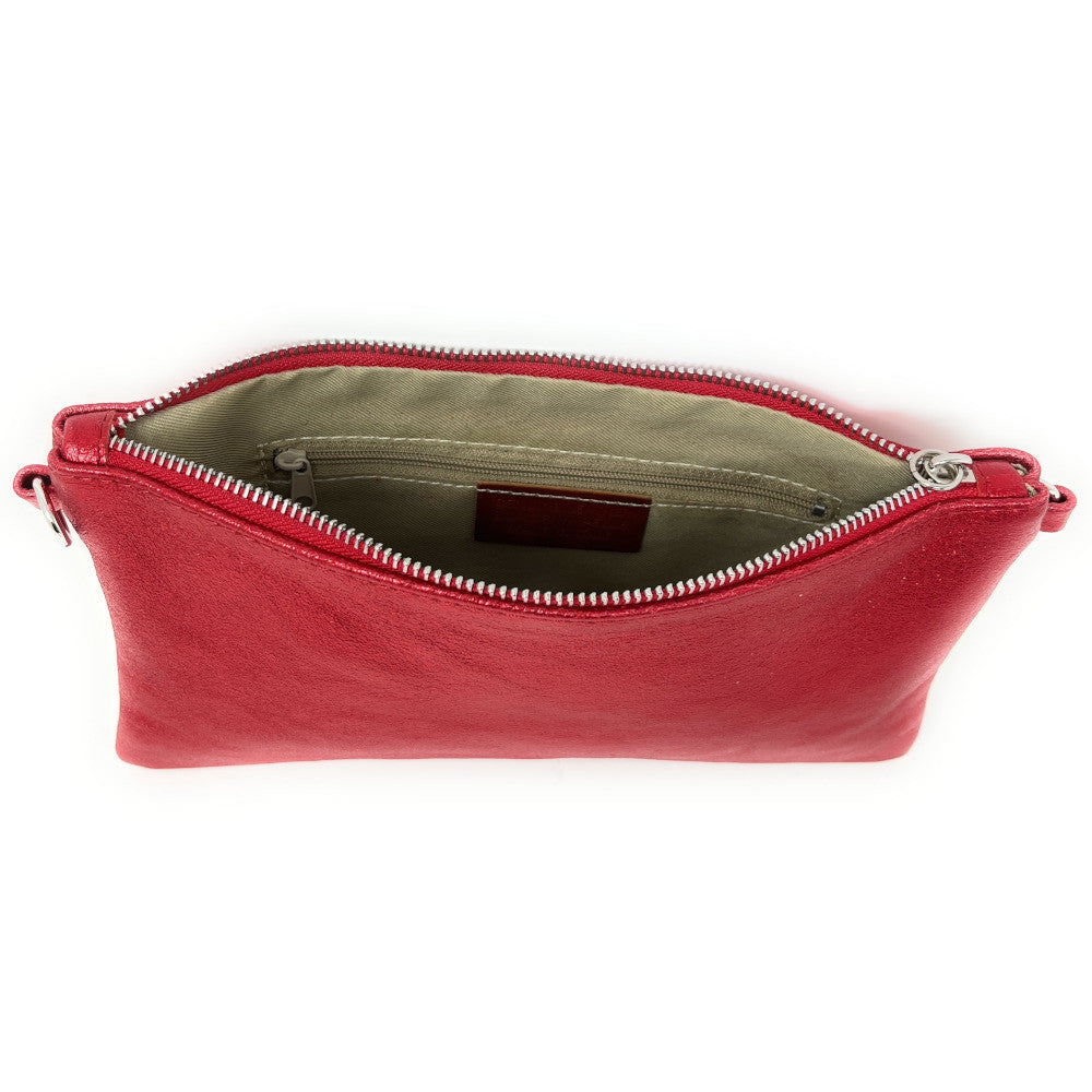 Sac pochette en cuir irisé MELUSINE Rouge irisé