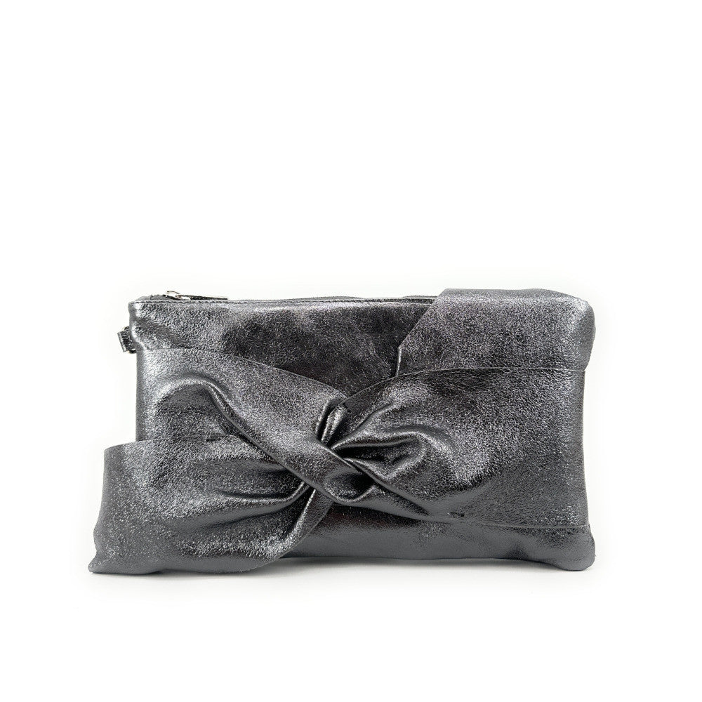 Sac pochette en cuir irisé SHERAZADE Argent foncé