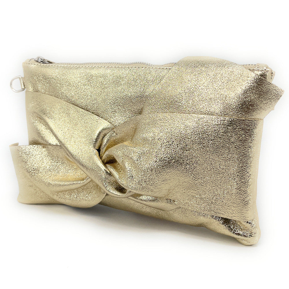 Sac pochette en cuir irisé SHERAZADE Or pâle