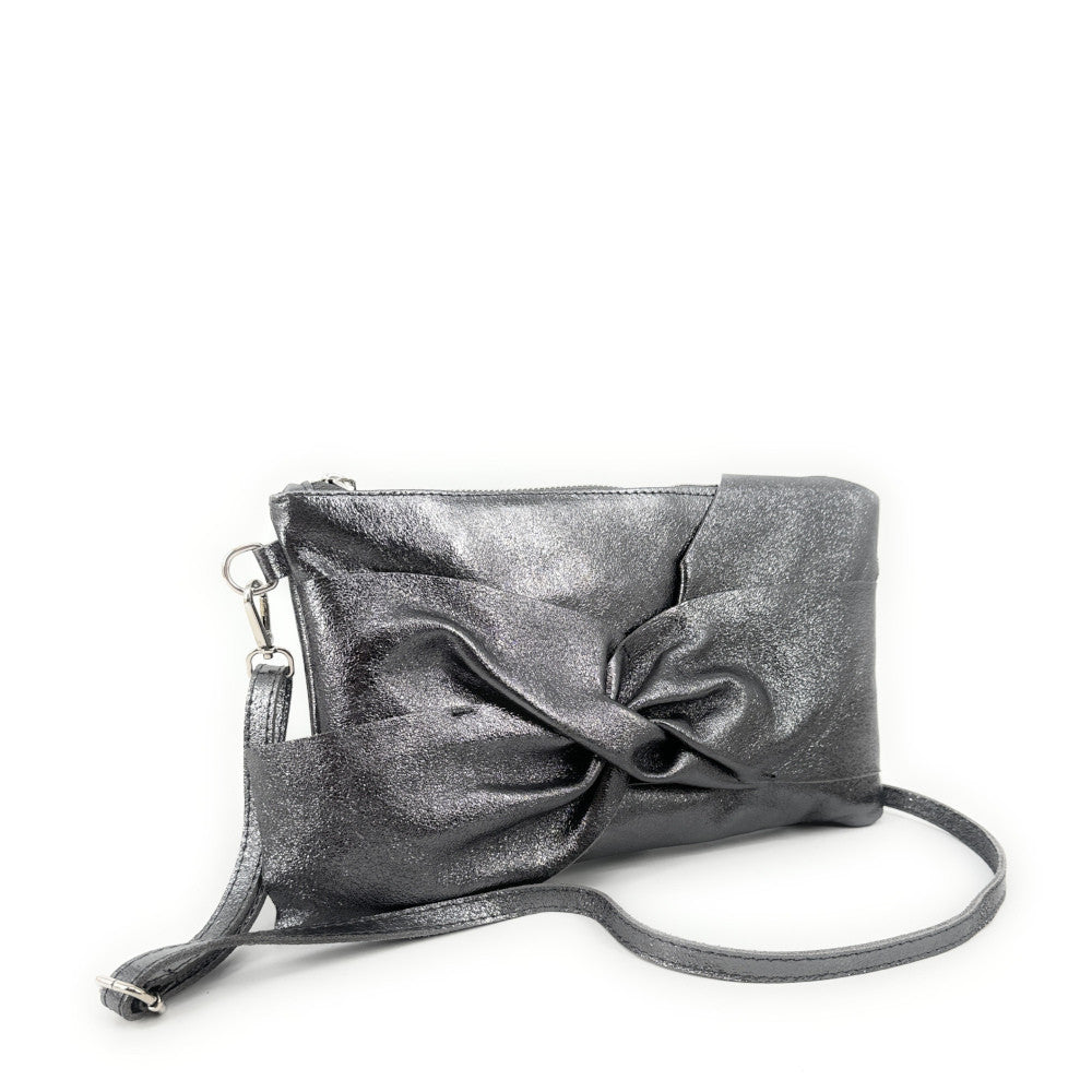 Sac pochette en cuir irisé SHERAZADE Argent foncé