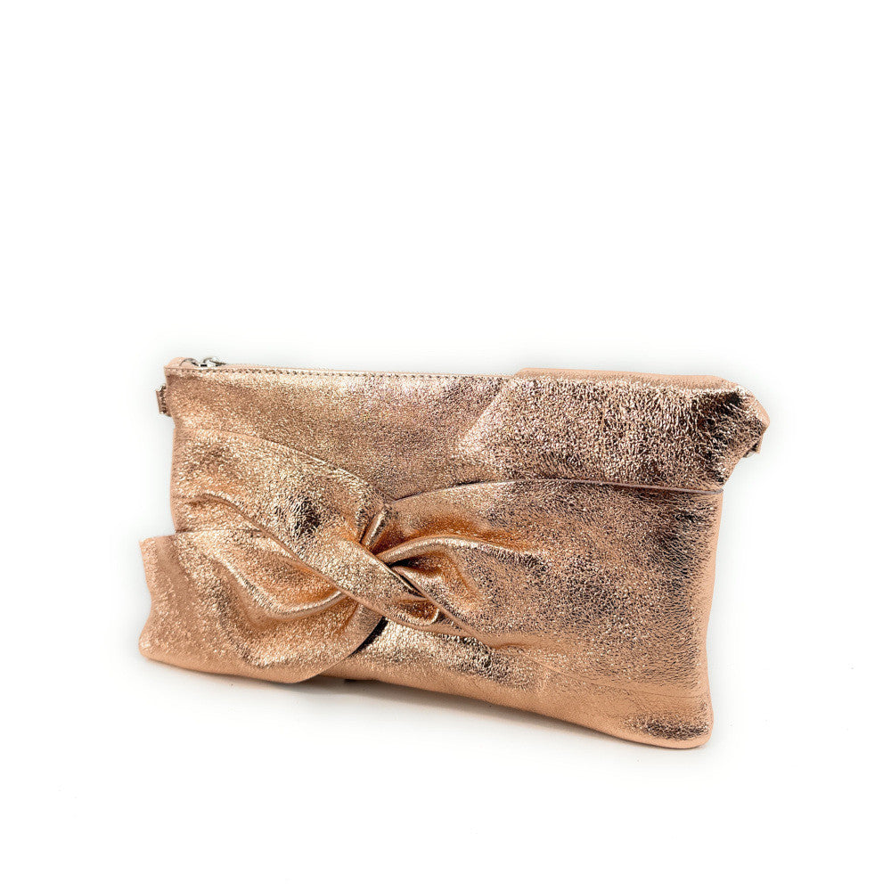 Sac pochette en cuir irisé SHERAZADE Rose gold