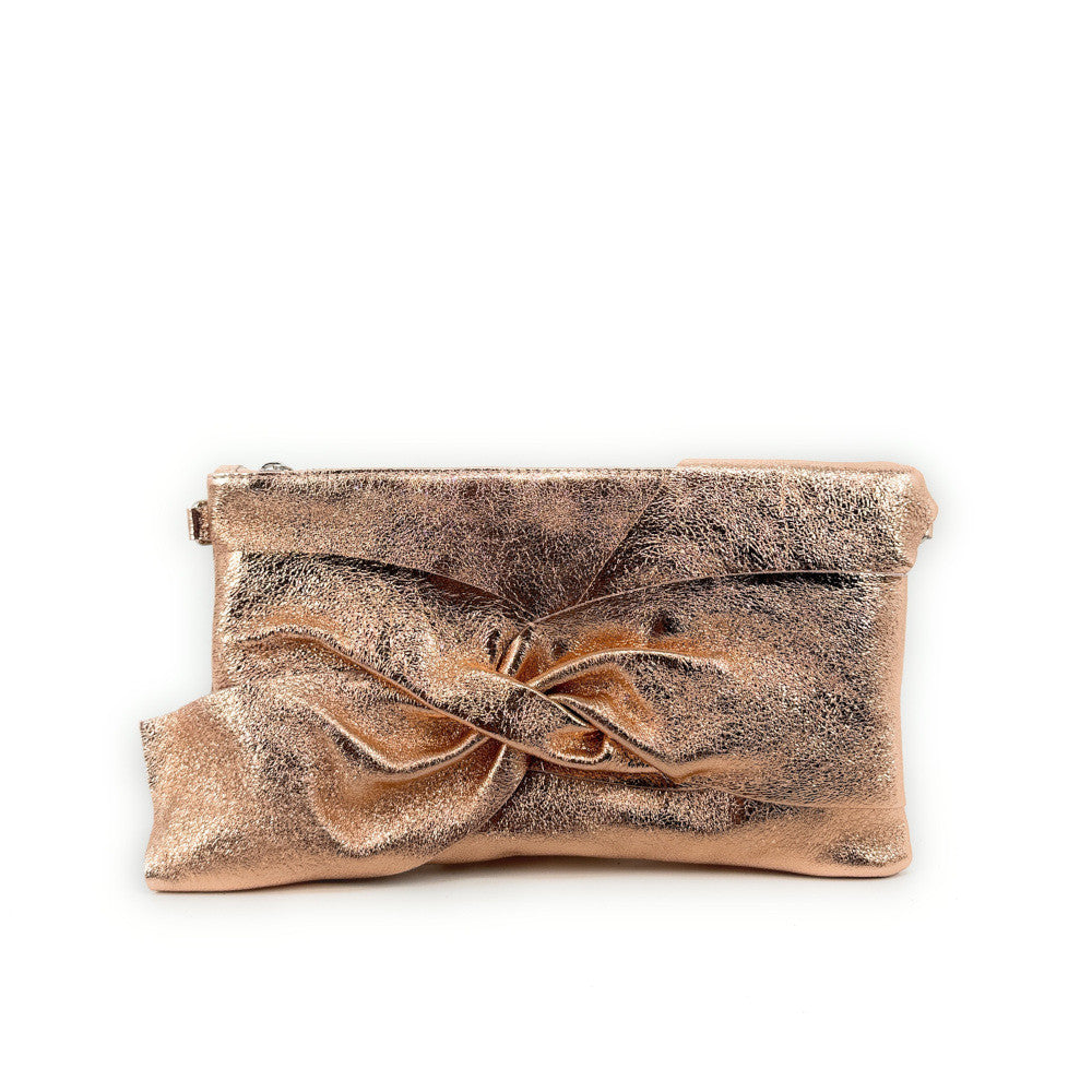 Sac pochette en cuir irisé SHERAZADE Rose gold