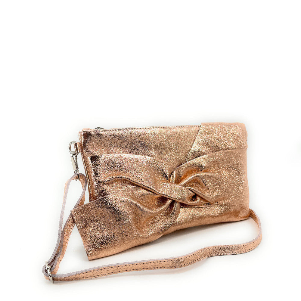 Sac pochette en cuir irisé SHERAZADE Rose gold