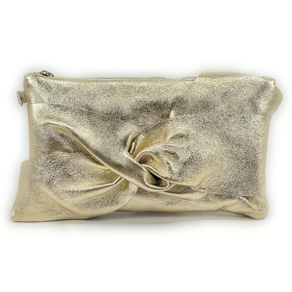 Sac pochette en cuir irisé SHERAZADE Or pâle