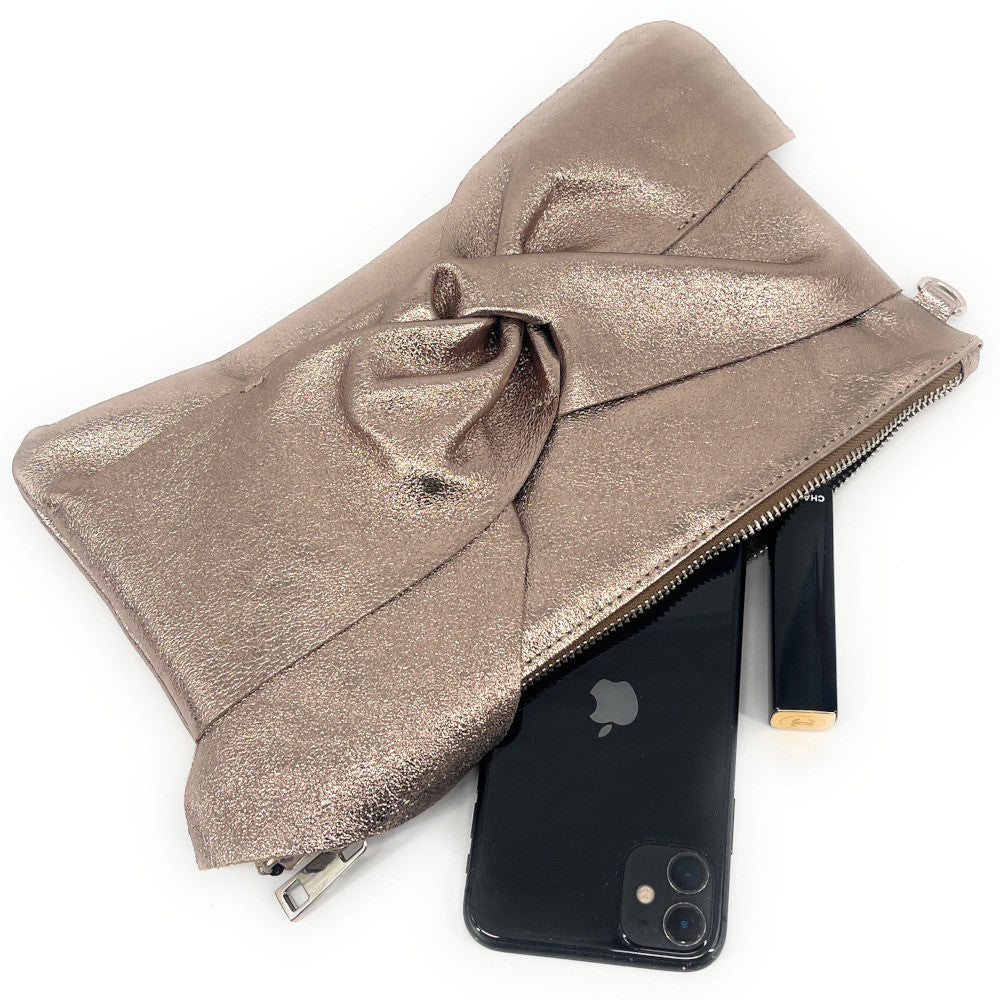 Sac pochette en cuir irisé SHERAZADE Champagne irisé
