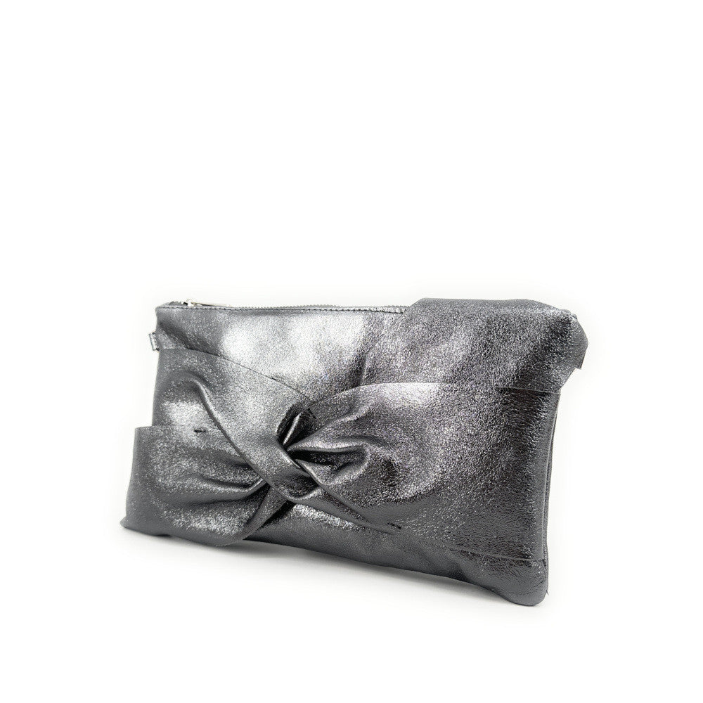 Sac pochette en cuir irisé SHERAZADE Argent foncé