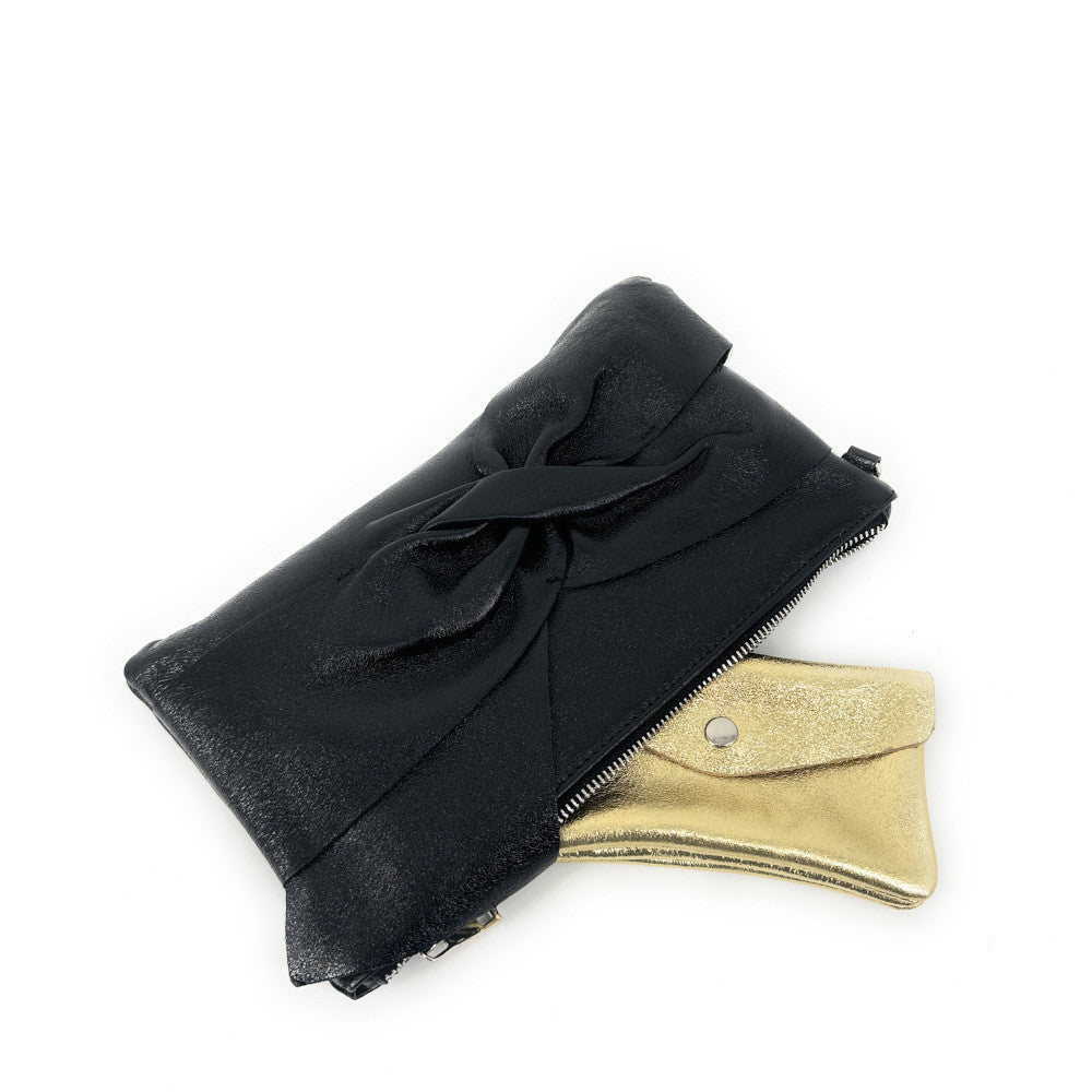 Sac pochette en cuir irisé SHERAZADE Noir irisé