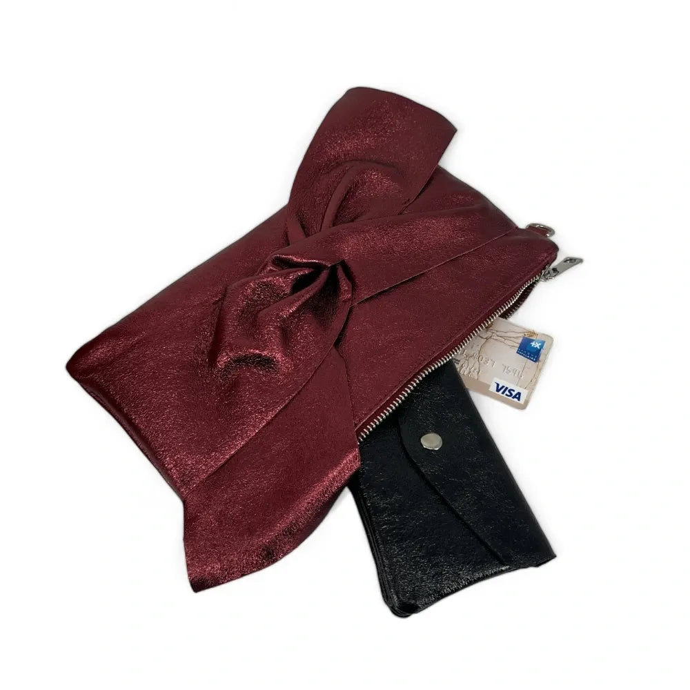 Sac pochette en cuir irisé SHERAZADE Bordeaux irisé