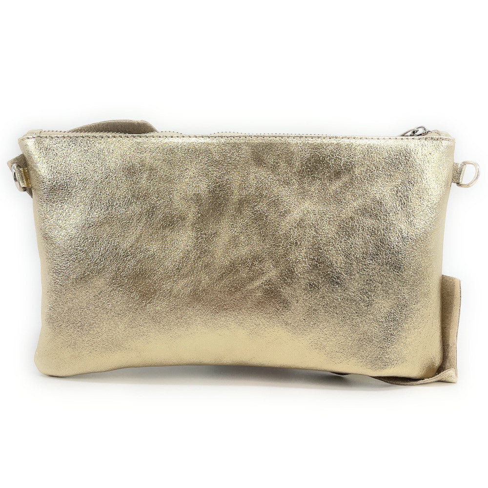 Sac pochette en cuir irisé SHERAZADE Or pâle