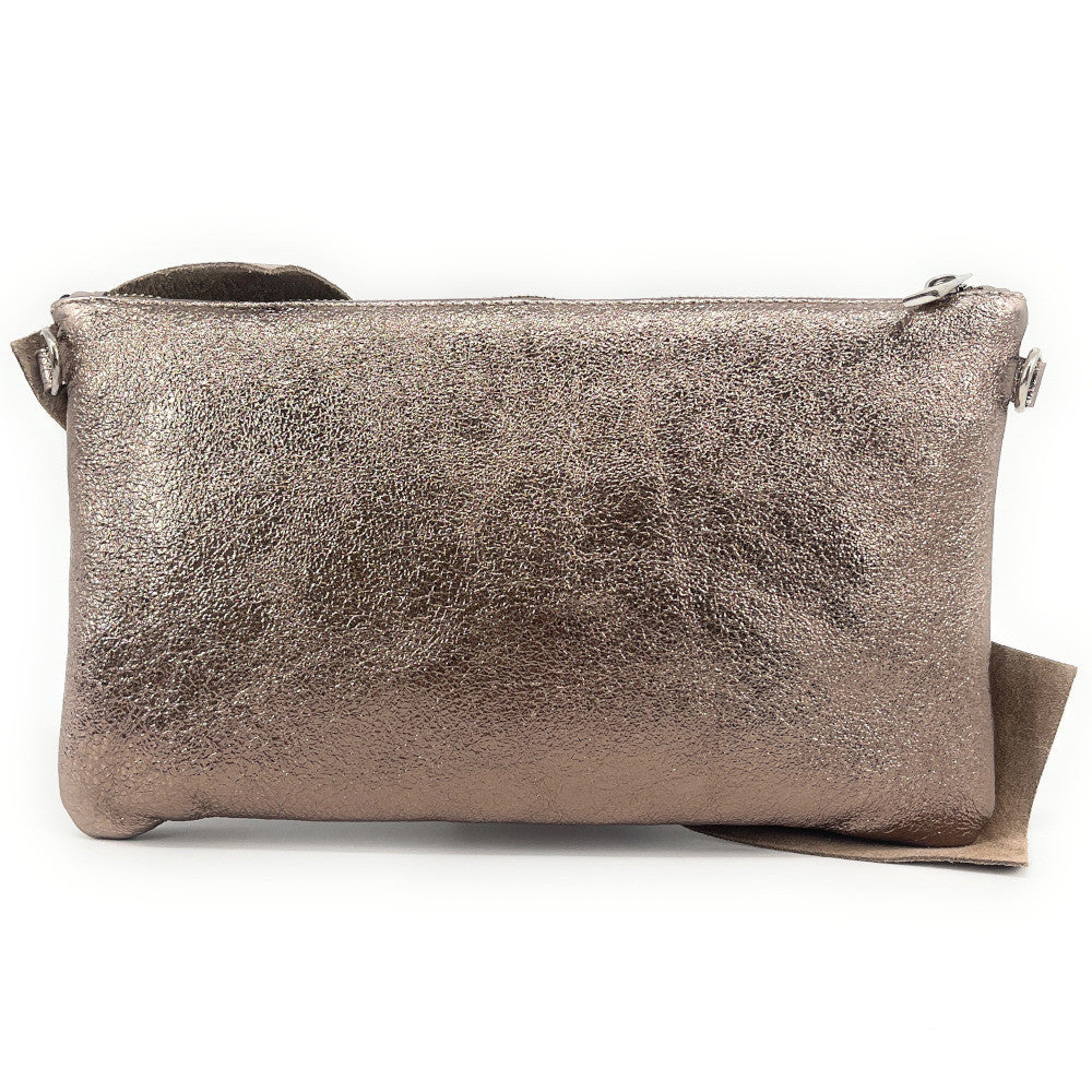 Sac pochette en cuir irisé SHERAZADE Champagne irisé
