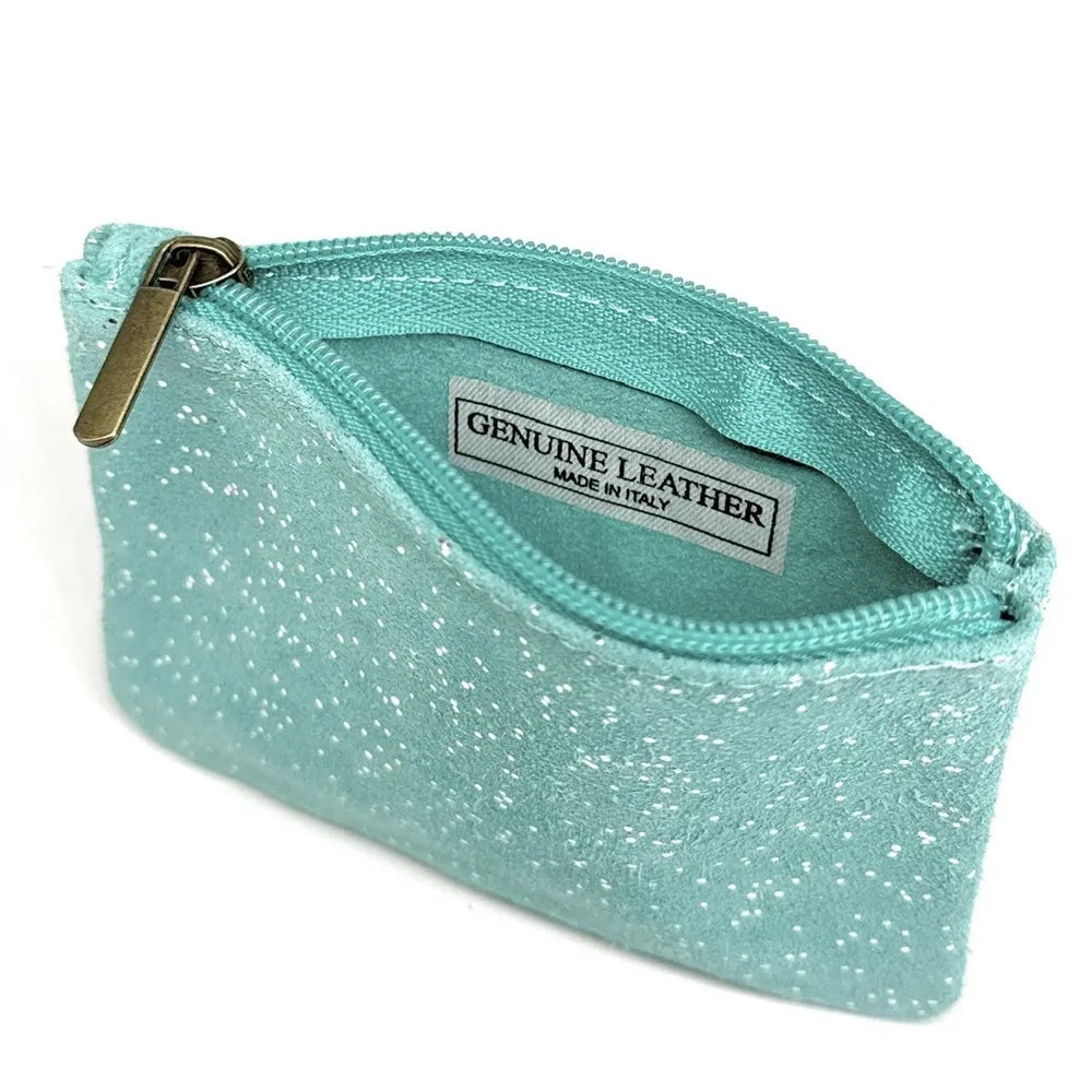 Pochette en croûte de cuir à paillettes GLITTER PURSE Lagon