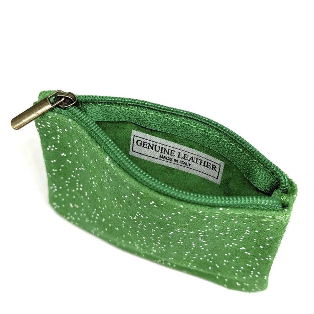 Pochette en croûte de cuir à paillettes GLITTER PURSE Vert anglais