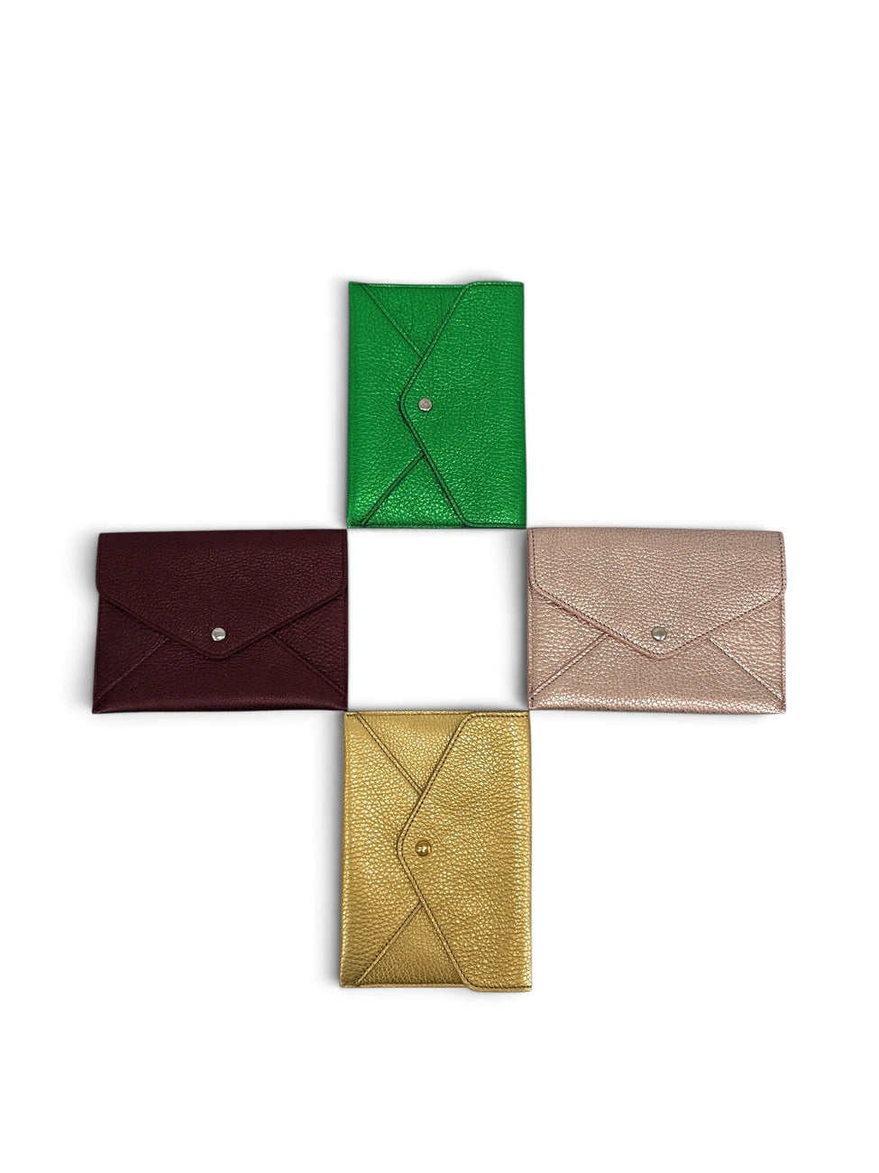 ROMY English Green Iridescent Leather Envelope Clutch