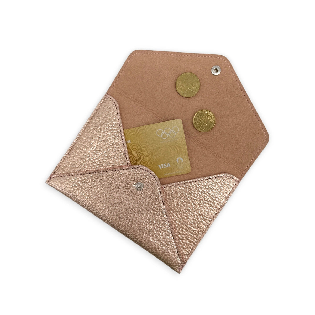 Umschlag-Etui aus schillerndem Leder ROMY Roségold