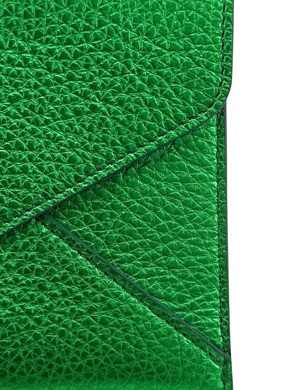 ROMY English Green Iridescent Leather Envelope Clutch