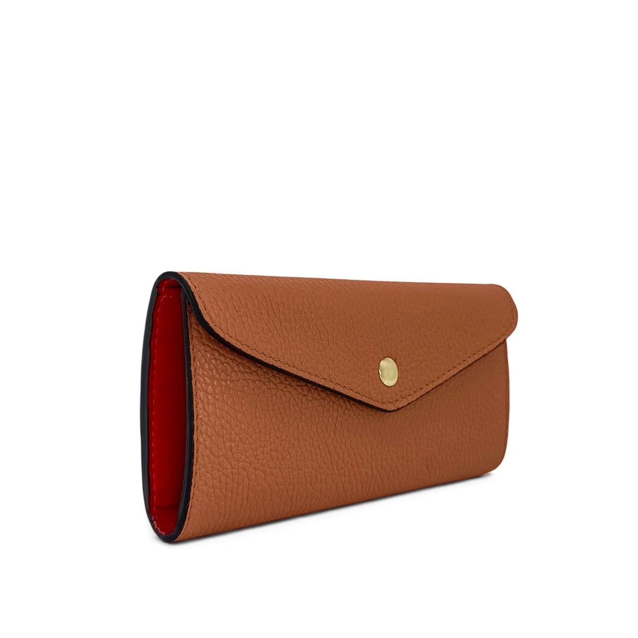 Umschlag-Clutch aus genarbtem Leder CLOE Dunkelrot