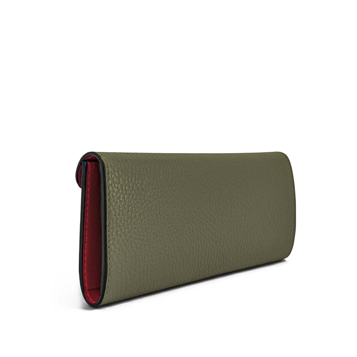 Clutch cartera de piel granulada CLELIA Verde caqui
