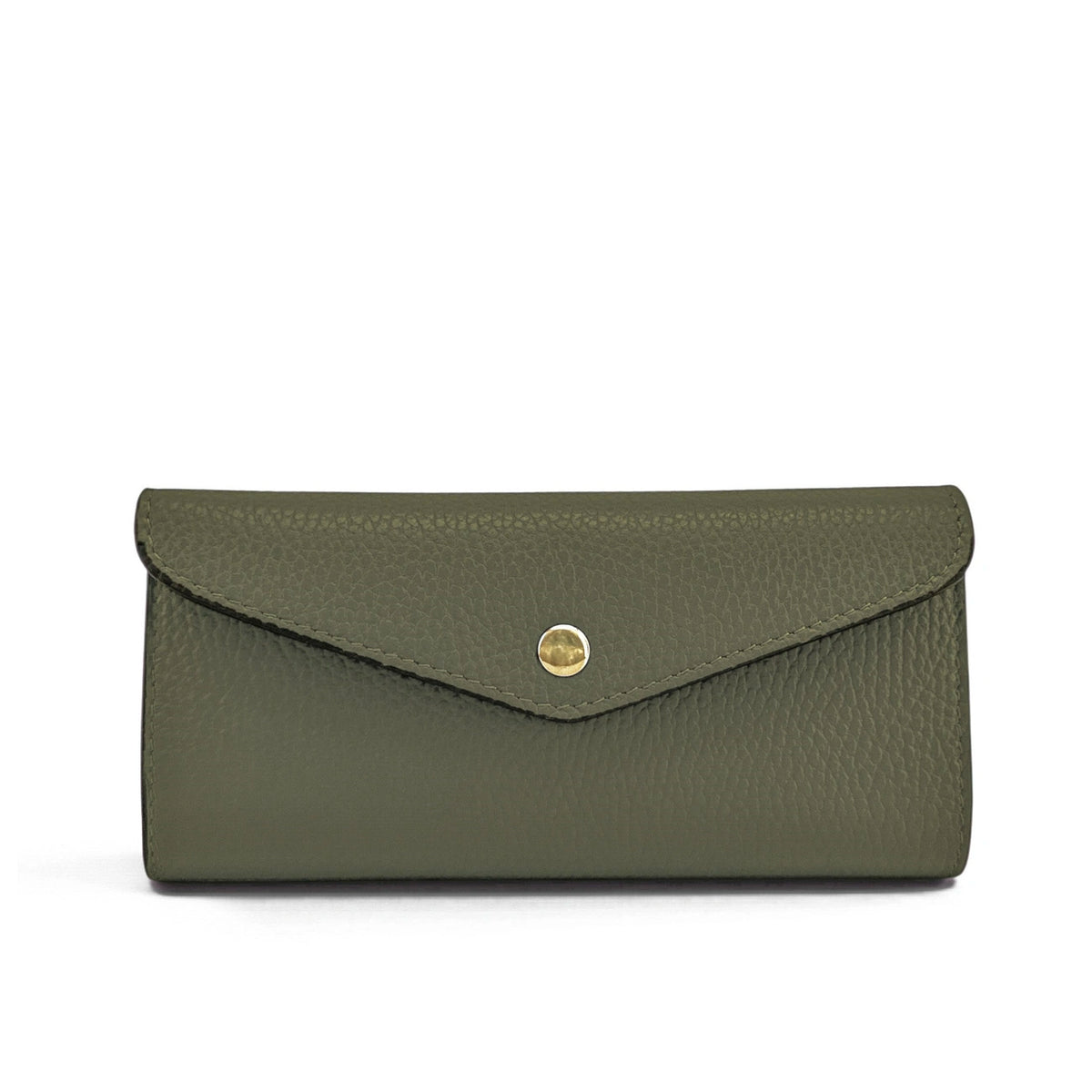 Clutch cartera de piel granulada CLELIA Verde caqui