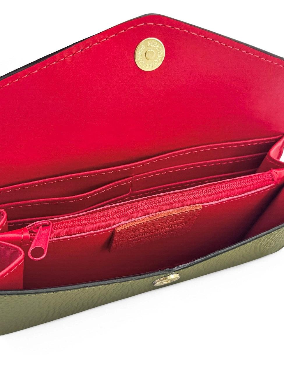 Clutch cartera de piel granulada CLELIA Verde caqui