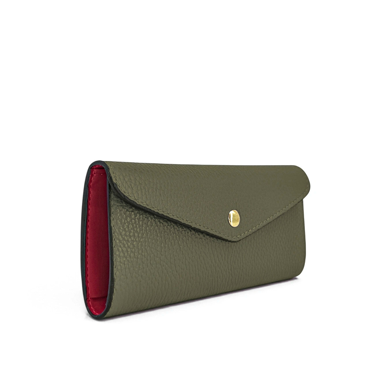 Umschlag-Clutch aus genarbtem Leder CLOE Dunkelrot