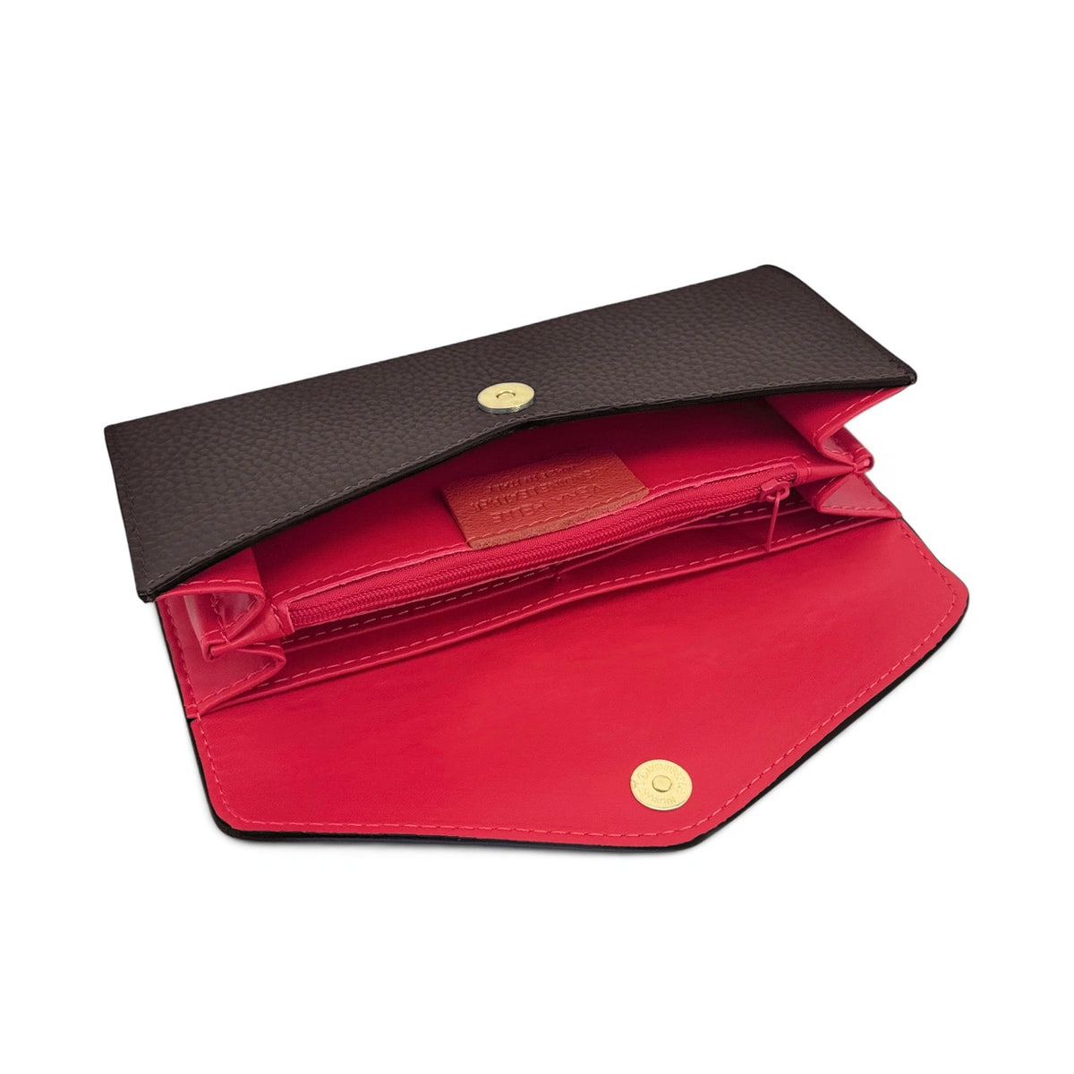 Clutch cartera de piel granulada CLELIA Marrón chocolate