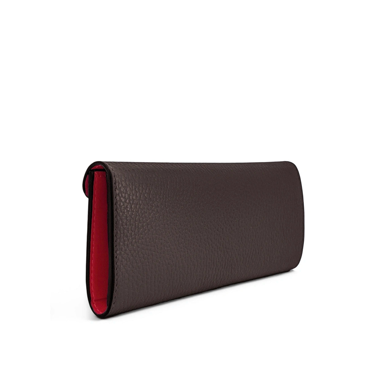 Clutch cartera de piel granulada CLELIA Marrón chocolate