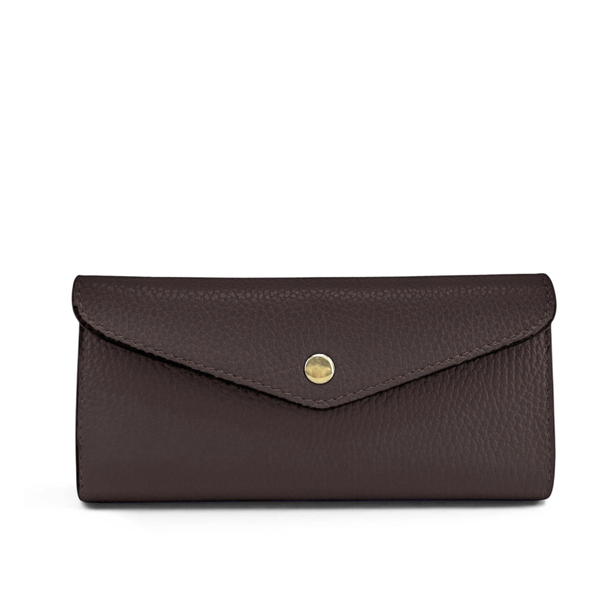 Clutch cartera de piel granulada CLELIA Marrón chocolate