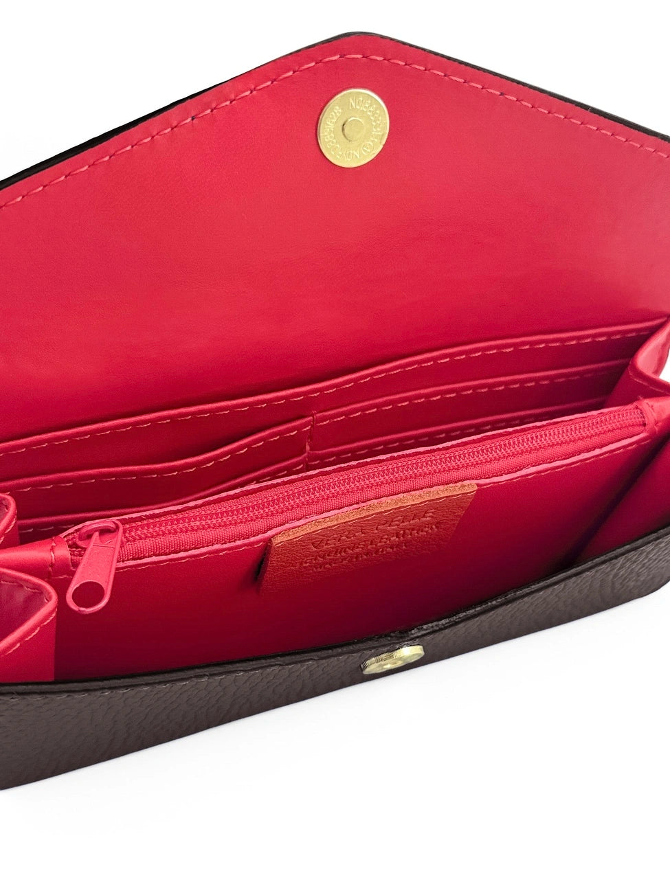 Clutch cartera de piel granulada CLELIA Marrón chocolate