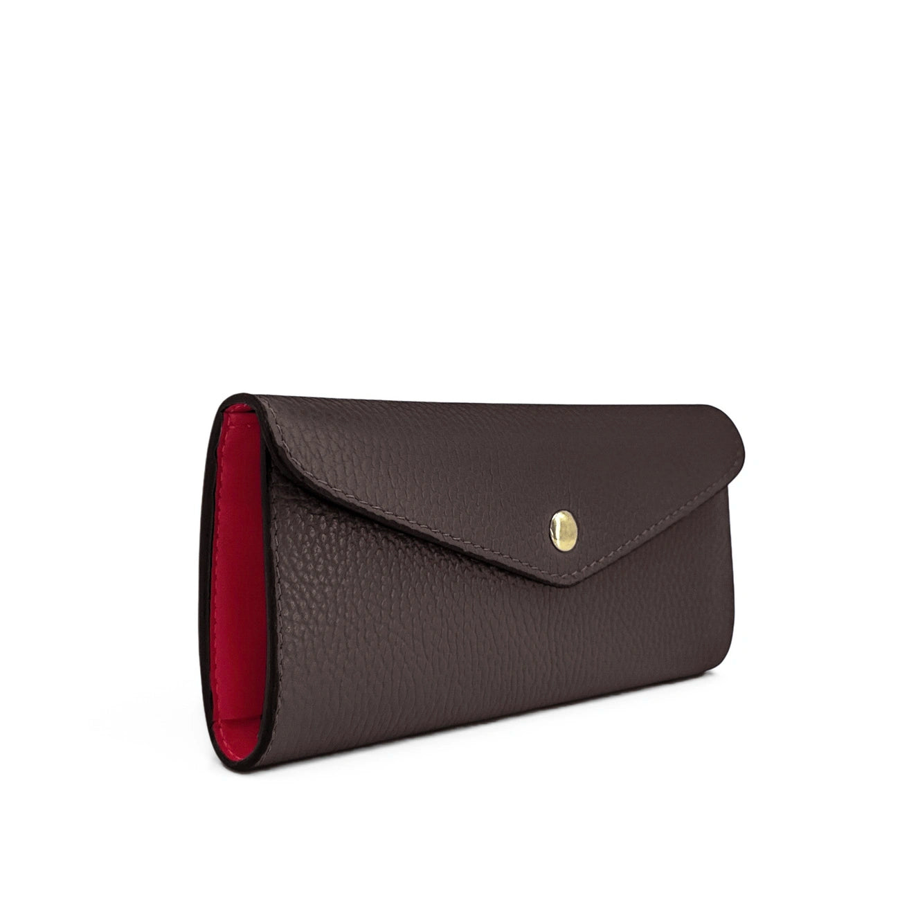 Umschlag-Clutch aus genarbtem Leder CLOE Dunkelrot