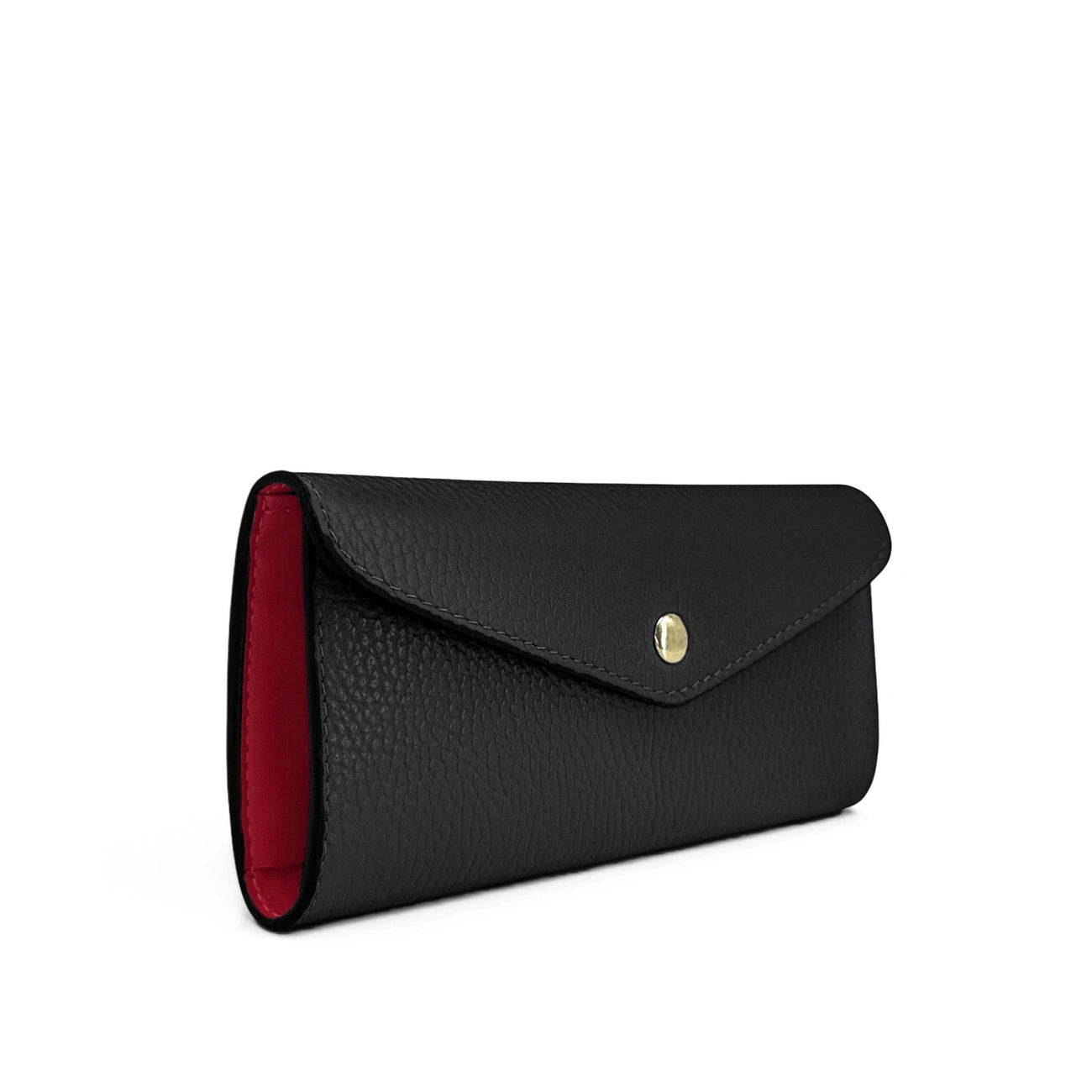 Umschlag-Clutch aus genarbtem Leder CLOE Dunkelrot