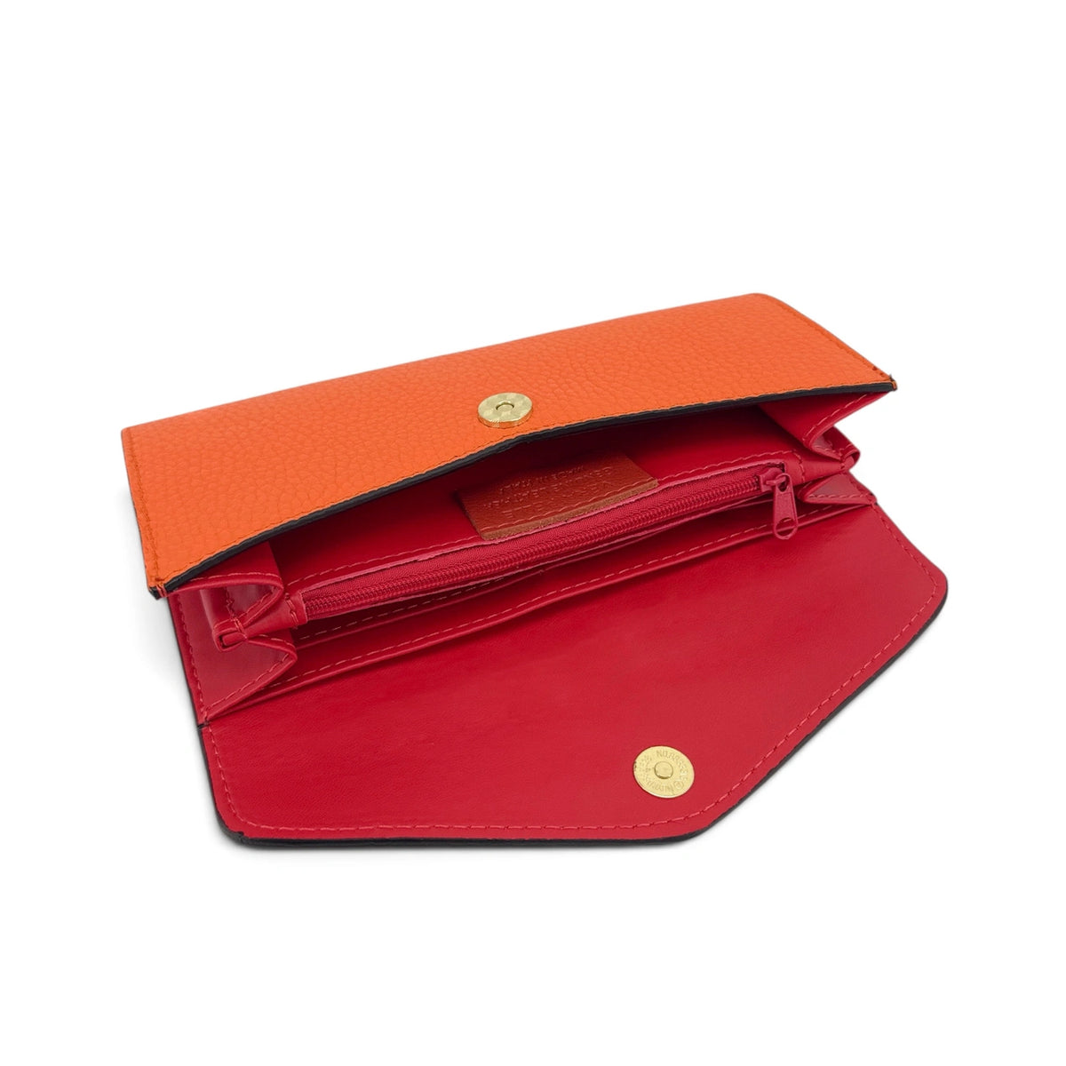 CLELIA grained leather wallet clutch, Orange