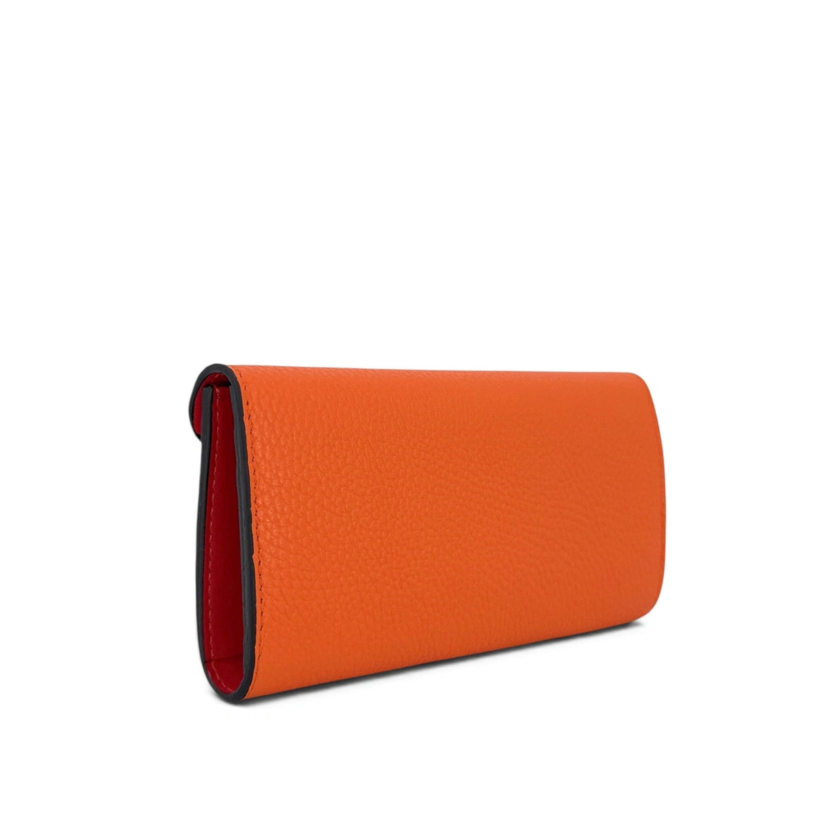 CLELIA grained leather wallet clutch, Orange
