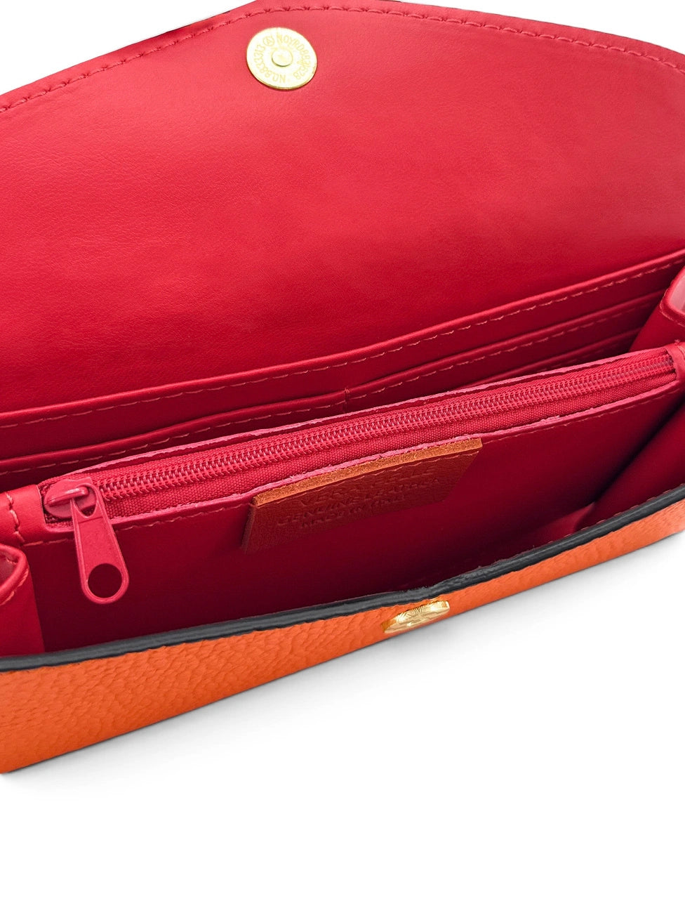 CLELIA grained leather wallet clutch, Orange