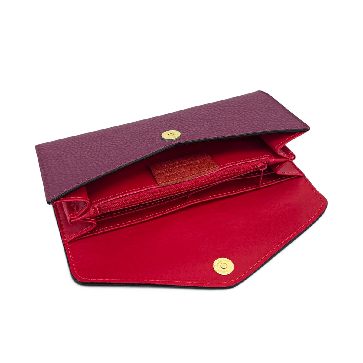 Pochette portafoglio in pelle martellata CLELIA Prugna