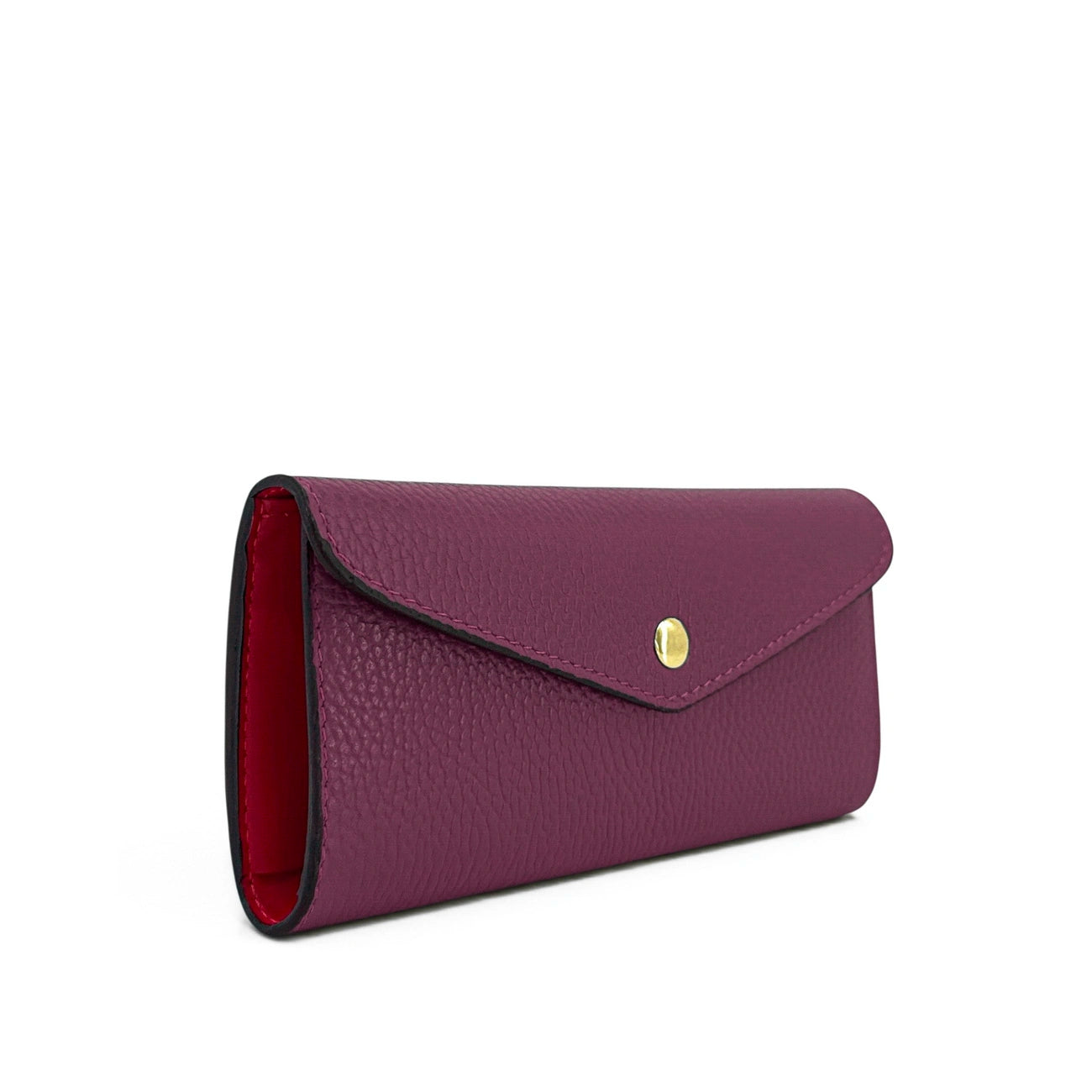Umschlag-Clutch aus genarbtem Leder CLOE Dunkelrot