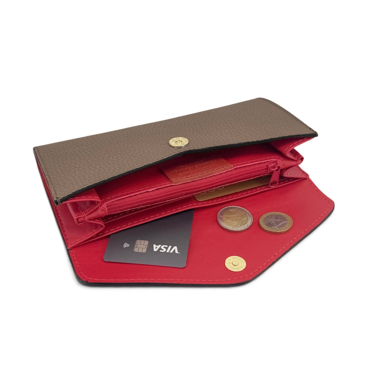Pochette portafoglio in pelle martellata CLELIA Tortora scuro