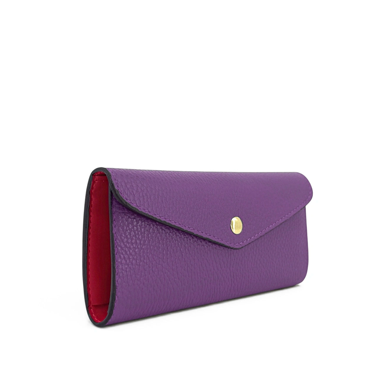 Umschlag-Clutch aus genarbtem Leder CLOE Dunkelrot
