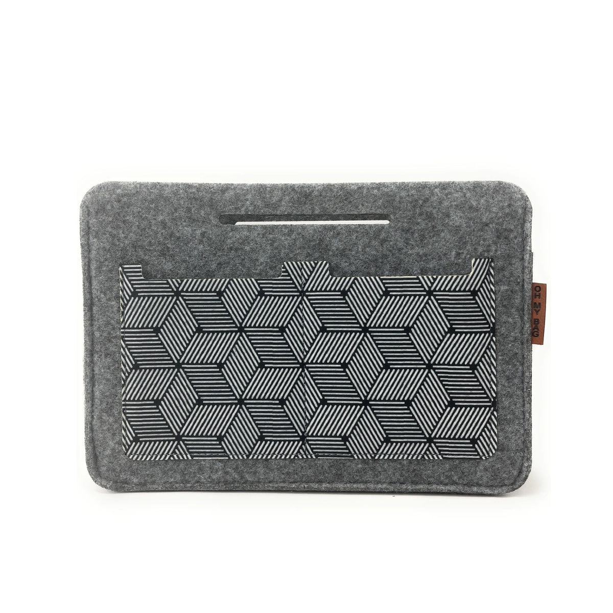 Organiseur en feutrine écologique imprimée CUBE Gris clair