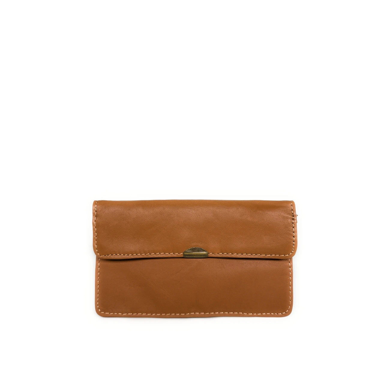 Pochette porte-monnaie en cuir lisse IMPRO Marron camel foncé