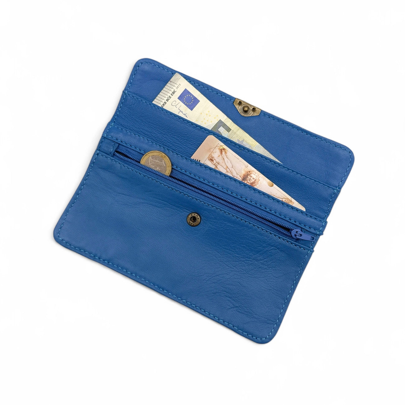 Pochette porte-monnaie en cuir lisse IMPRO Bleu cobalt