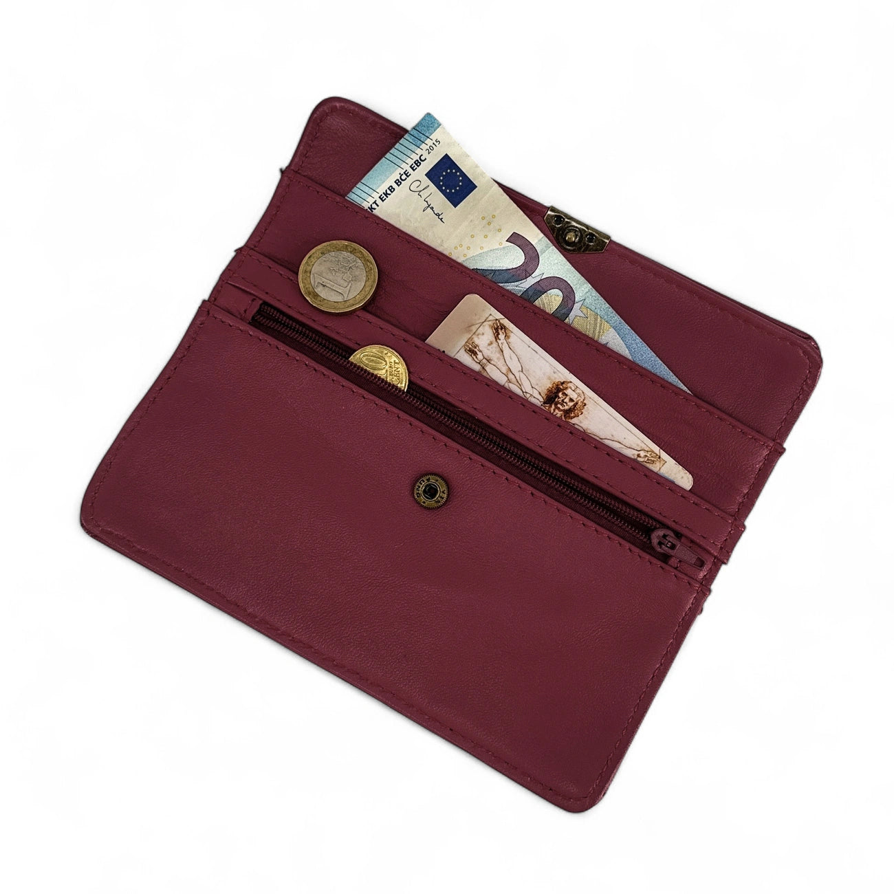 Pochette porte-monnaie en cuir lisse IMPRO Bordeaux