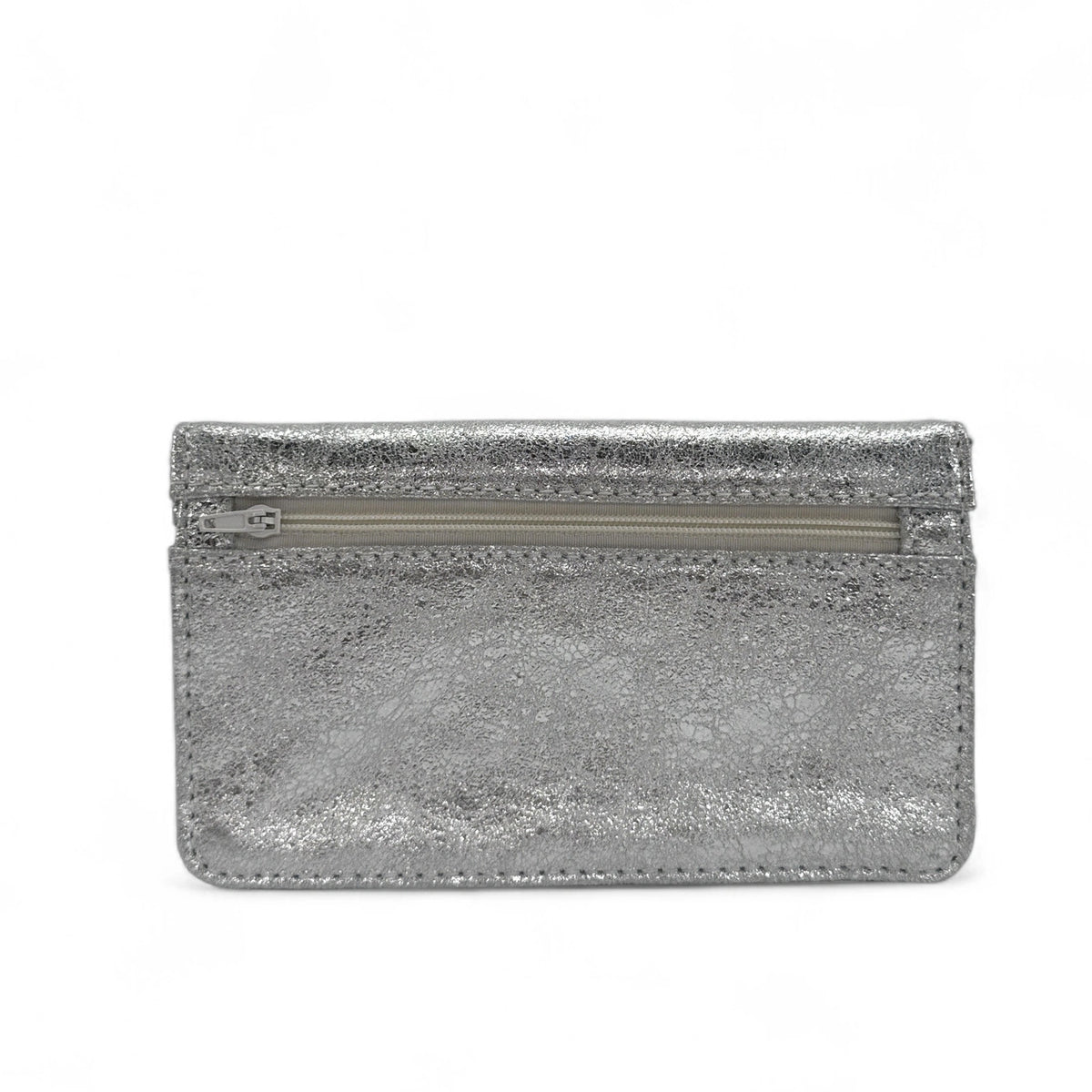 IMPRO iridescent leather coin purse clutch, Light silver