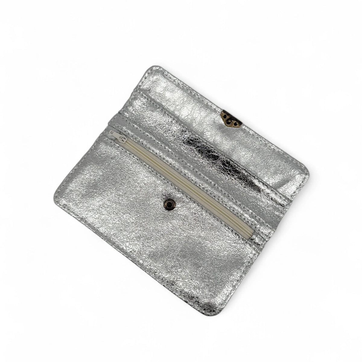 IMPRO iridescent leather coin purse clutch, Light silver