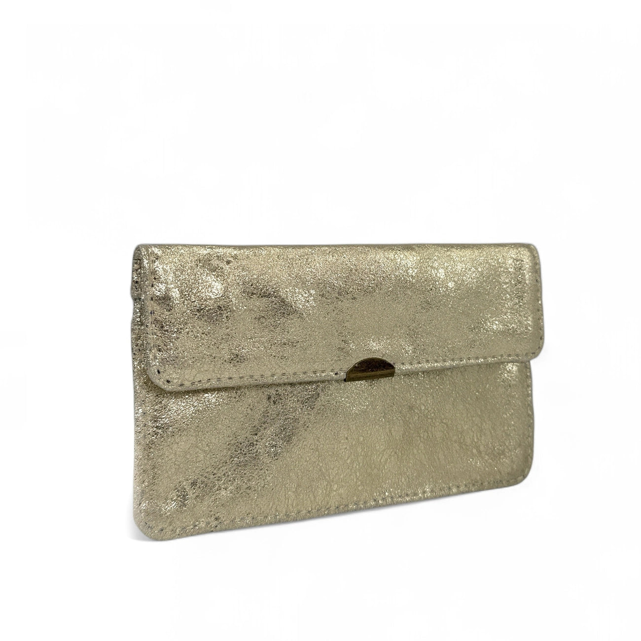 Geldbörsen-Clutch aus Metallic-Leder IMPRO Blassgold