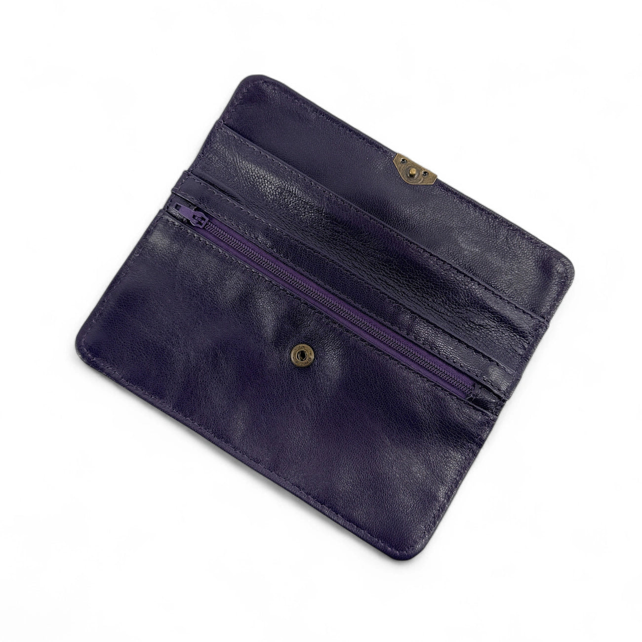 Pochette porte-monnaie en cuir lisse IMPRO Violet aubergine