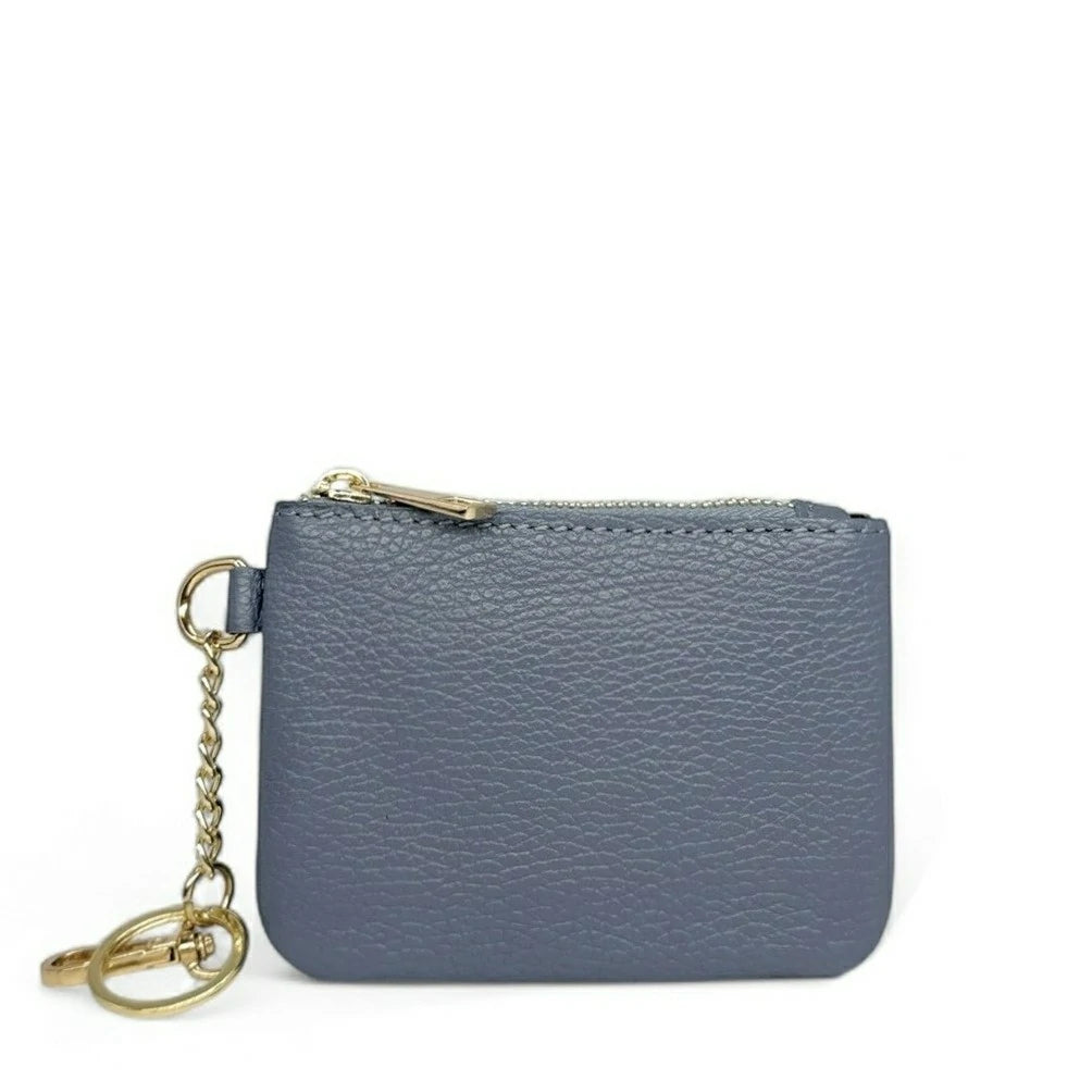 POCKET grained leather keychain coin purse Glacier blue