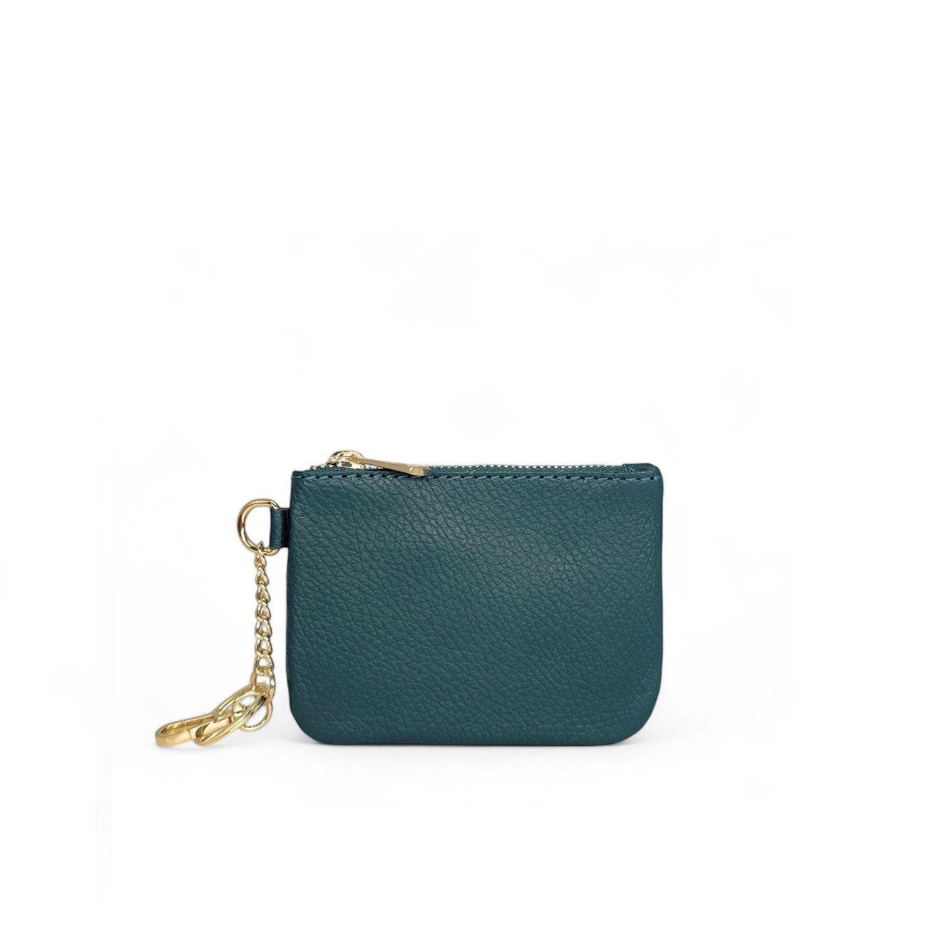 POCKET grained leather keychain coin purse Teal