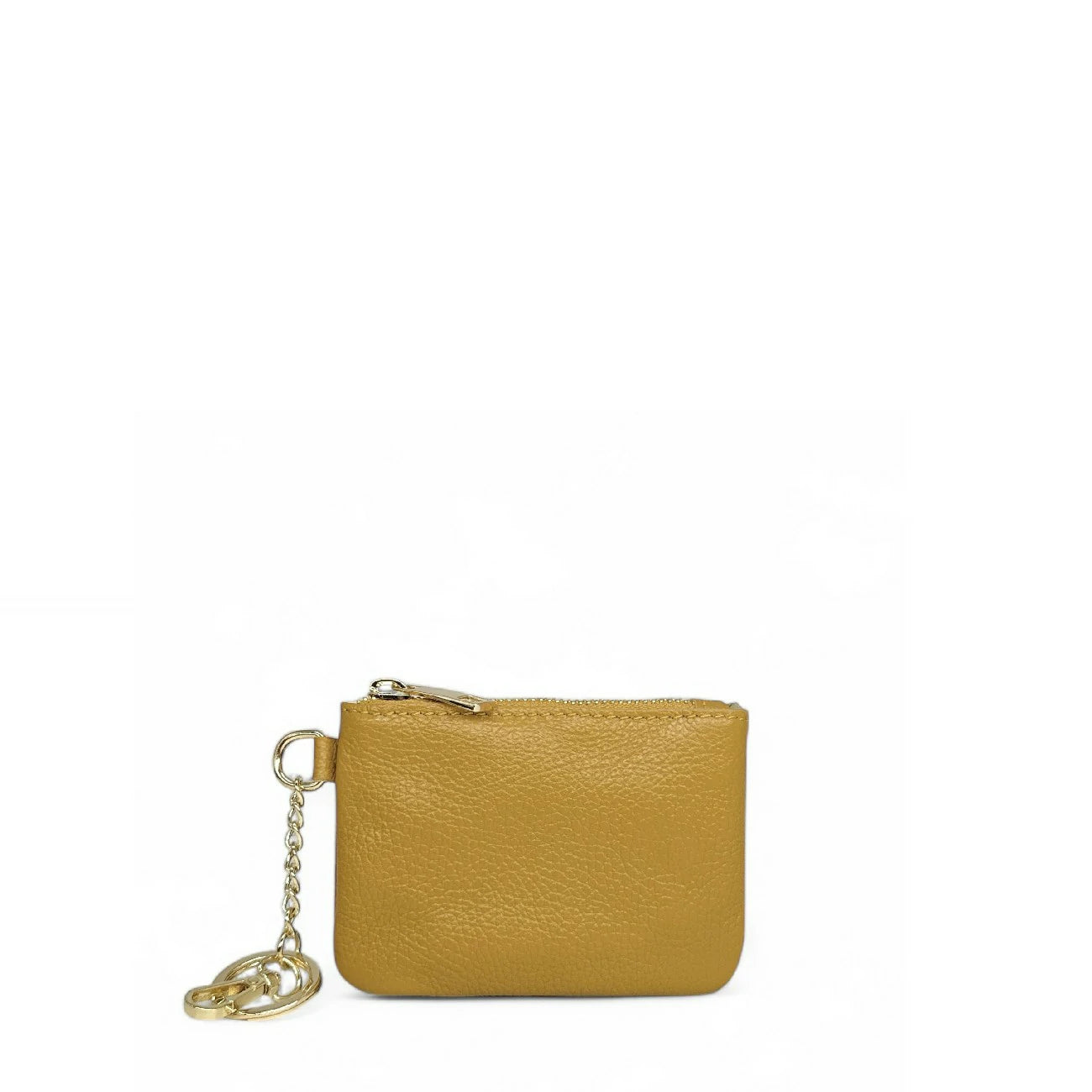 Porte-monnaie porte-clés en cuir grainé POCKET Jaune tournesol