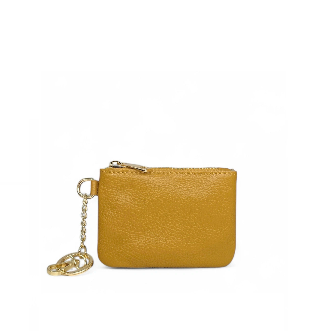 POCKET grained leather keychain coin purse Sunflower yellow