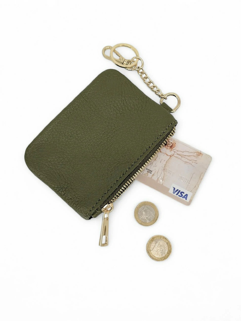 Leather keychain wallet irise POCKET Pale gold